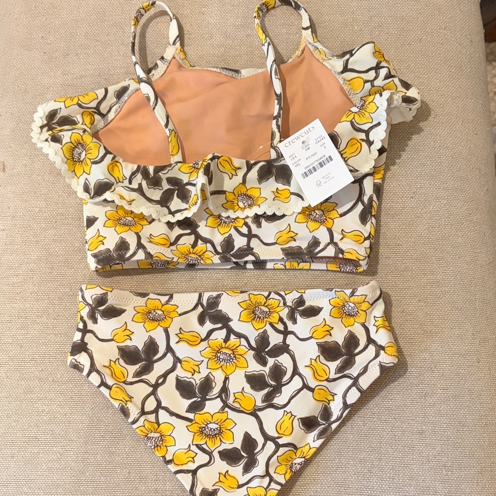 J. Crew Yellow Floral Girls' Rickrack Two-Piece Swimsuit/VARIOUS - Picture 6 of 12